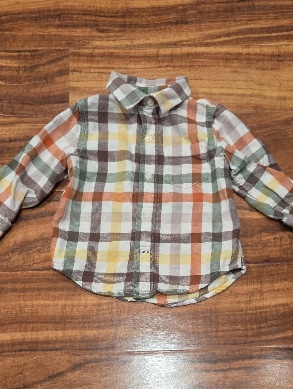 Gymboree EUC 18-24 Months Beige Corduroy Overalls and Plaid Flannel Shirt